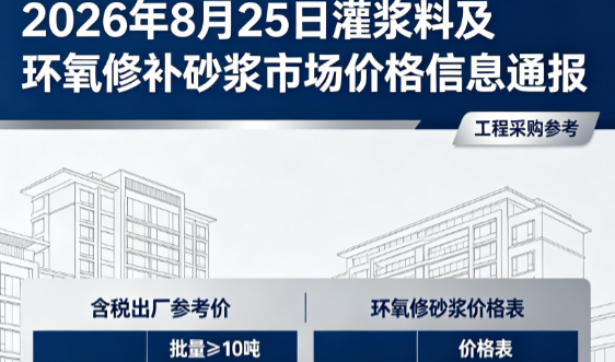 陵水2026年8月25日灌浆料及环氧修补砂浆市场价格信息通报